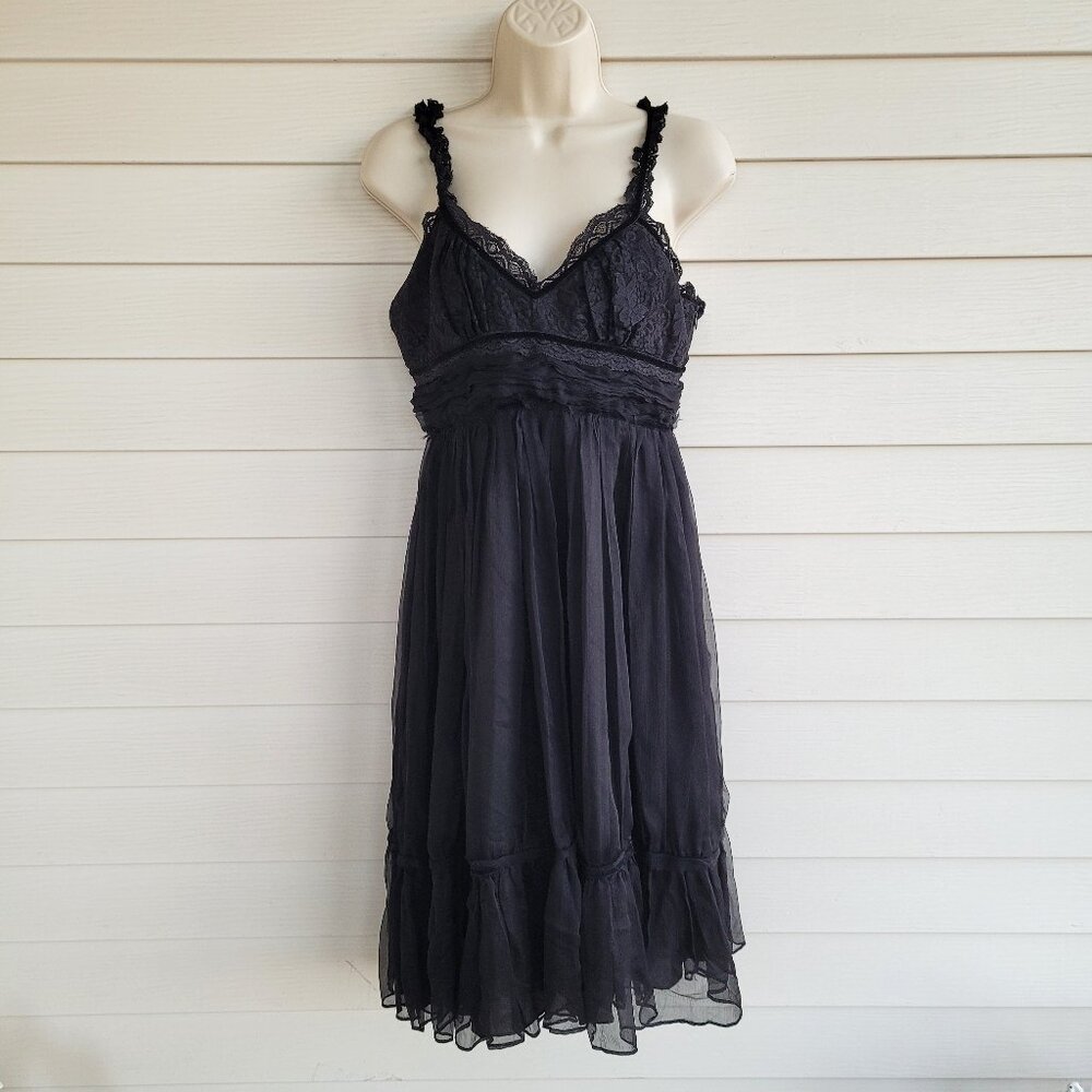 NWT Black Lined 100% Silk Chiffon Negligee Dress from Salt and Pepper